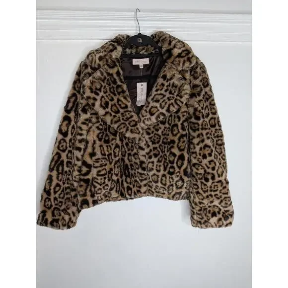 Philosophy Republic Clothing Jacket Womens Medium Brown Leopard Faux Fur - Picture 1 of 7